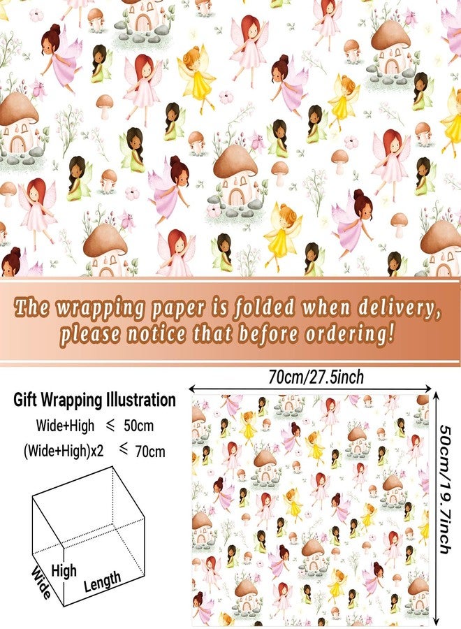 Bolsome 12 Sheets 28 * 20 Inches Fairy Mushroom Flowers Patterned Gift Wrap Paper Woodland Fairy Wrapping Paper for Baby Shower Spring Holidays Birthday Party DIY Craft - Image 2